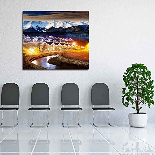 Image of Pitaara Box Christmas Night | Canvas Painting for Bedroom & Living Room | Engineered Wood Frame | 20.2 x 18 inch (51 x 46 cms)
