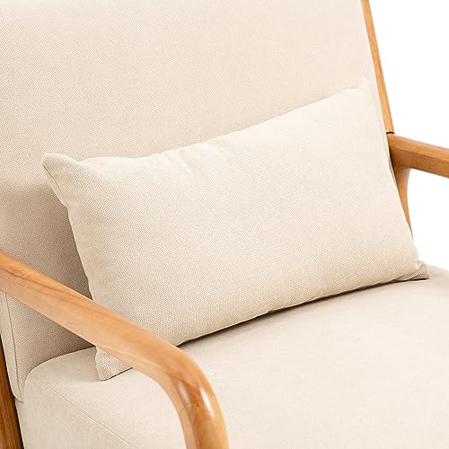 Sillón con cojín beige tapizado de tela miniatura 7
