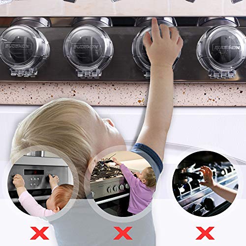 EUDEMON Clear 6pack Safety Children Kitchen Stove Gas Knob Covers (Grey)