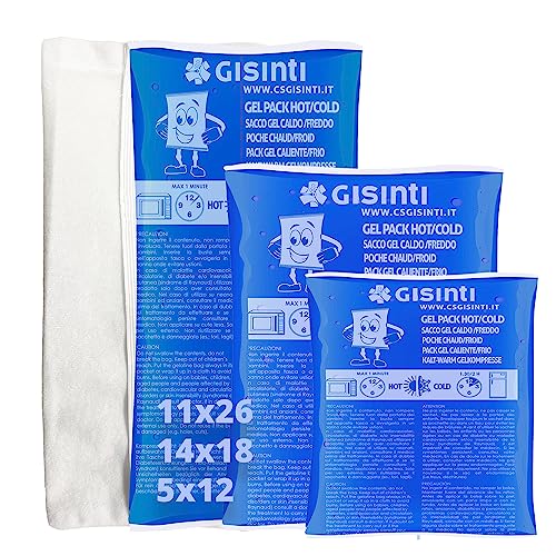 Gisinti Bolsa de Hielo Reutilizable Gel Frío y Caliente + Bolsa de Tela (3 unidades)