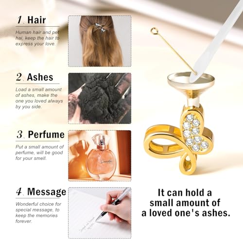 XIUDA Cremation Urn Necklace for Ashes with Crystal Butterfly Urn Jewelry Stainless Steel Memorial Keepsake Urn Pendant for Women3