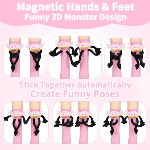 Crazy Socks for Kids - Magnetic Holding Hands 3D Monster Socks Silly Wacky Funny White Elephant Gifts for Kids and Toddler — view 4