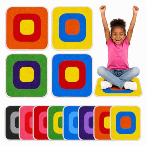 Cinrobiye 12 Pack Carpet Seats for Classroom 16 Inch Non Slip Classroom Carpet Seats for Students Flexible Seating for Reading Corner Circle Time & Learning Stations(Square)