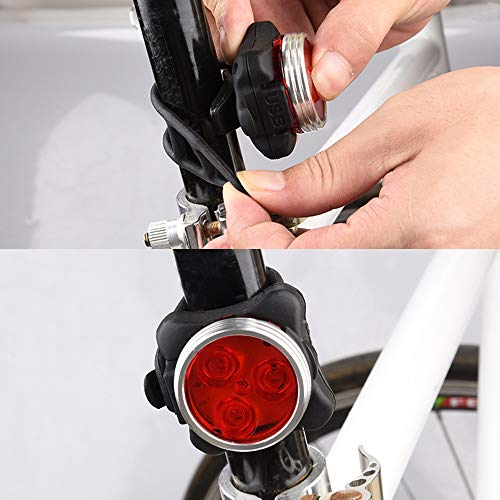 AMANKA Phare Lampe de Vélo Lumière Vélo Rechargeable Avant et Arrière 4 Modes de Luminosité Inclut USB Câble Antichoc Impermeable pour VTT VTC Cycliste Poussette Camping - Image 6