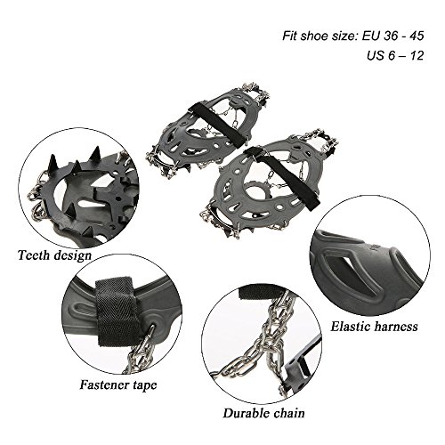 Crampon, Andoer 14 dentes, manganês, aço, crampons, nylon, correia, sapatos, antiderrapante, capa, o