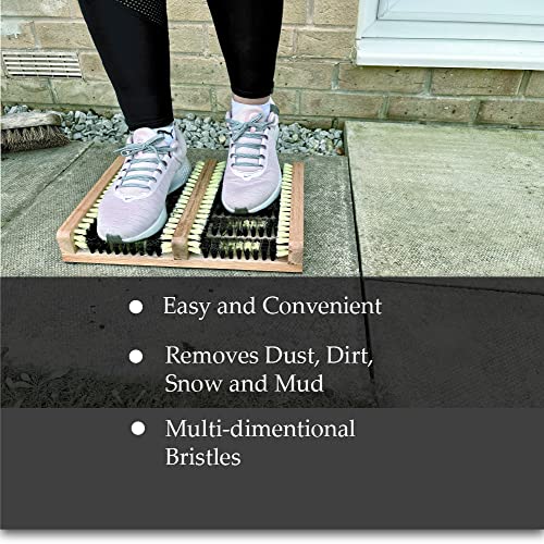 Grattoir à bottes en bois extérieur et brosse essuie-pieds robuste