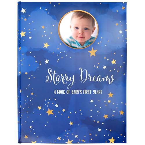 C.R. Gibson Starry Dreams First 5 Years Gender Neutral Baby Memory Book, 8.75' W x 11.3' L with 48 Guided Pages, Multicolor