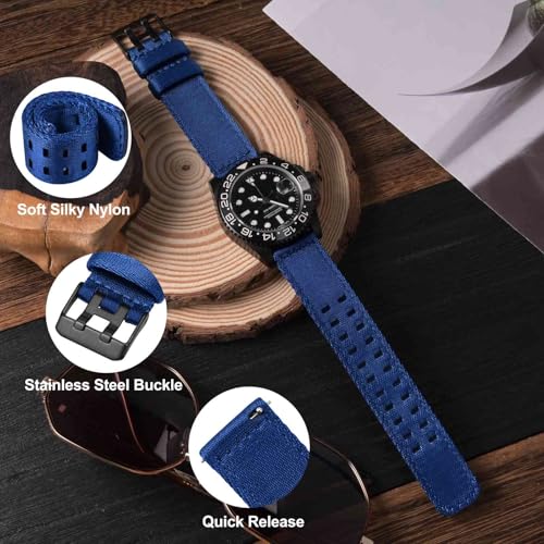 Image of WOCCI Double Holes Nylon Watch Bands, Silky Nylon Straps, Quick Release, Compatible Watch Lug Width 18mm 20mm 22mm