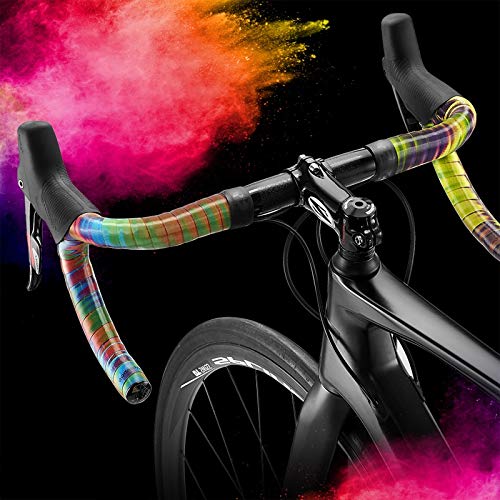 Manubrio della Bicicletta Bar Biciclette Nastro con Road Bike Colorful Rainbow del Nastro del Manubrio PU Organic Gel Imbottito