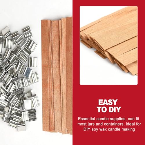 Pack de 50 mechas de madera para velas con base metálica miniatura 3