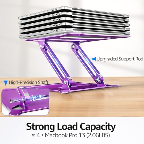 Image of Urmust Laptop Notebook Stand Holder Adjustable Laptop Stand Portable Computer Riser Compatible with MacBook Air Pro HP Dell XPS Lenovo All Laptops 10-15.6 inch(Purple)