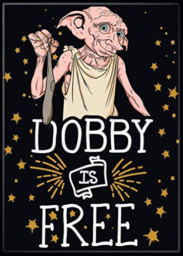 Ata-Boy Harry Potter Magnet - Dobby is Free 2.5' x 3.5' Magnet for Refrigerators, Whiteboards & Locker Decorations