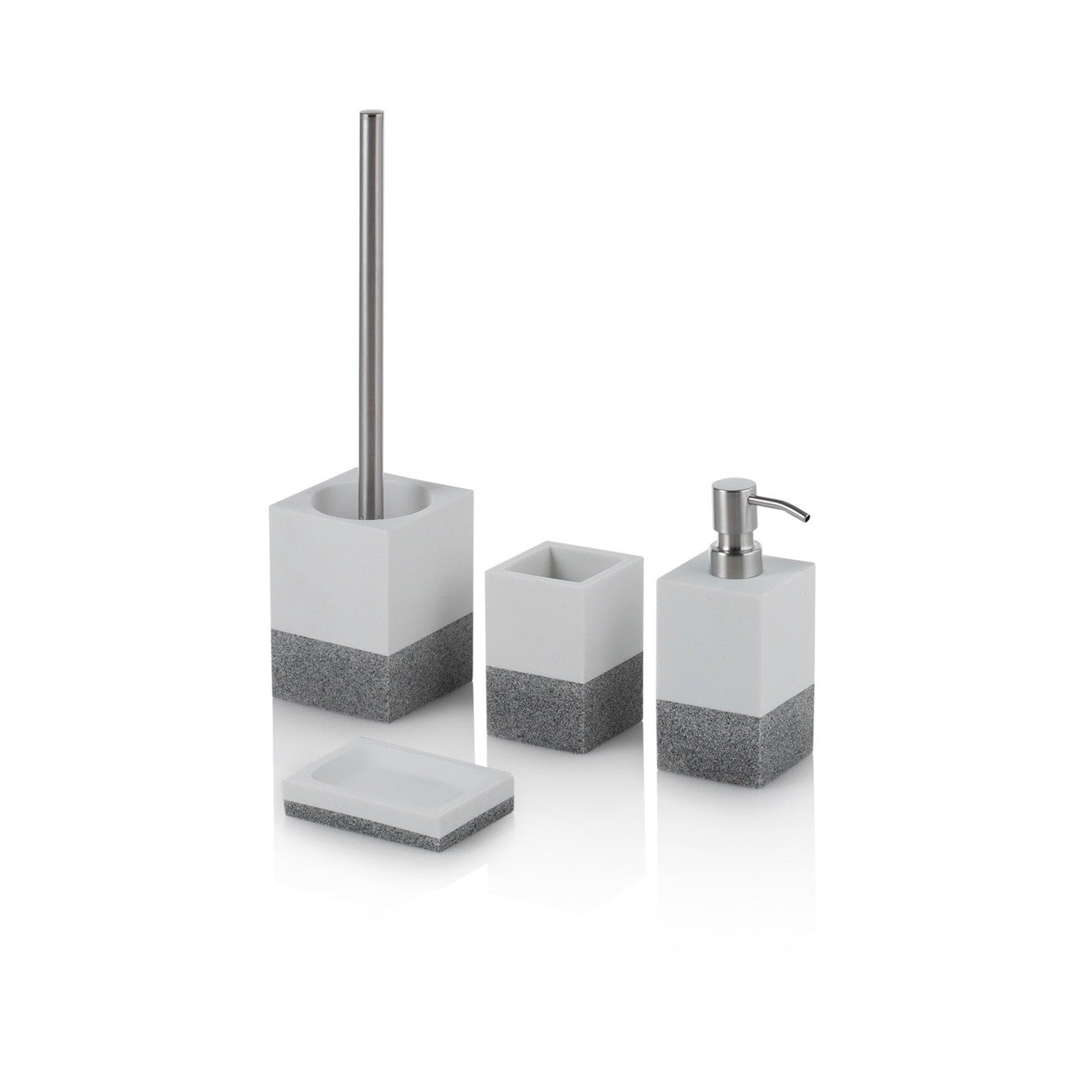 set bagno 4 pezzi set bagno 4 pezzi, nr1 dispenser sapone liquido, nr1 bicchiere, nr1 portasapone, nr1 portascopino, salvaspazio - Multicolore - 20x20x38,5 cm
