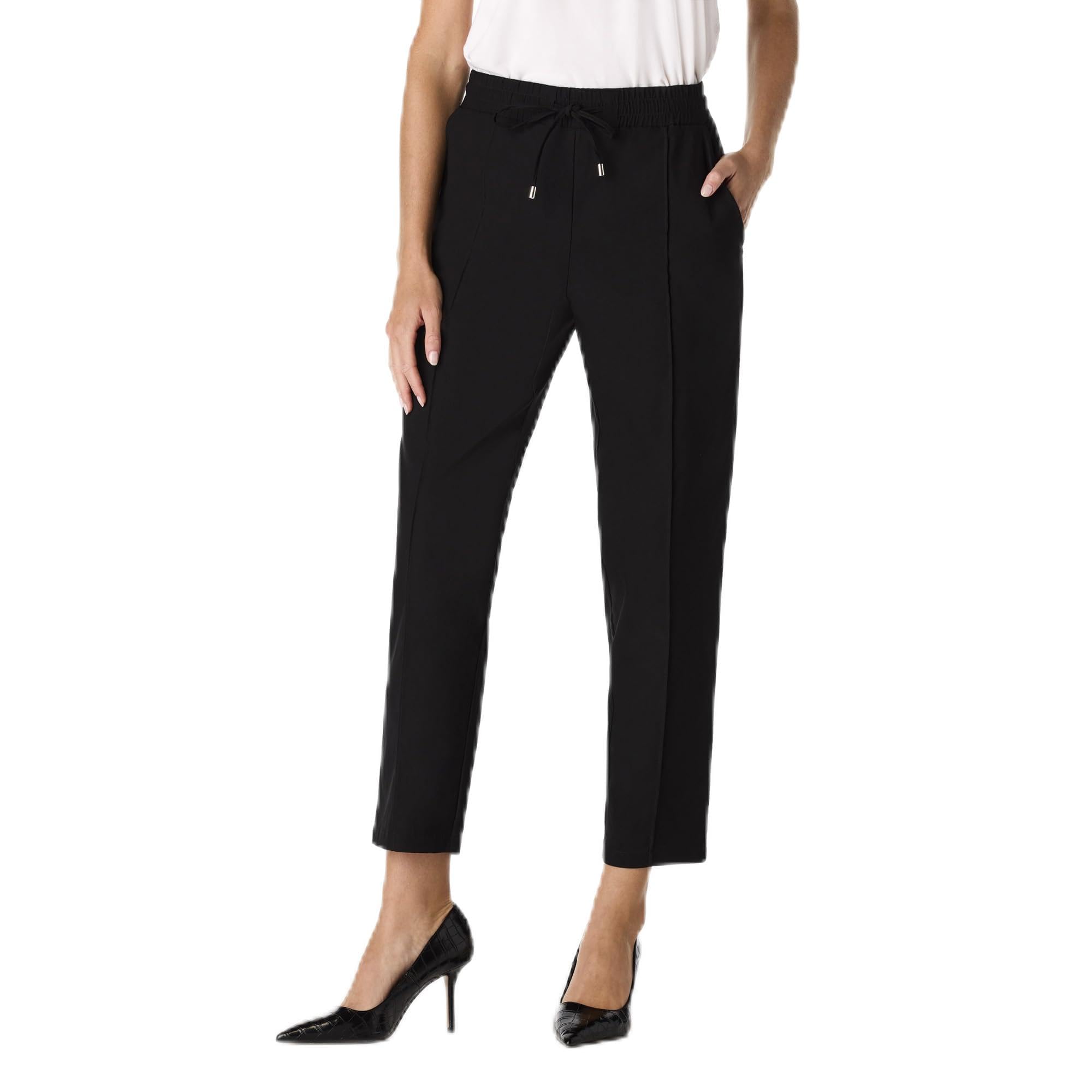 Cable Gauge Womens Smock Waist Knit Pants - Elastic Waist Ankle-Length Comfortable Lounge Casual Wear Glen Plaid
