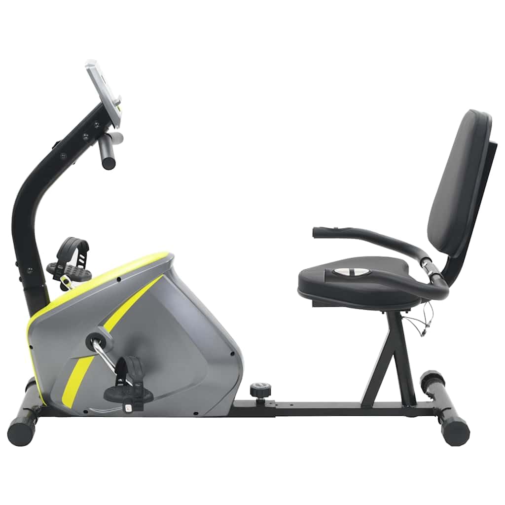 Magnetyczny rower treningowy z pomiarem tętna, wyświetlaczem LCD i uchwytem na tablet, regulowane wyściełane siedzisko, antypoślizgowe pedały z paskami, cichy opór