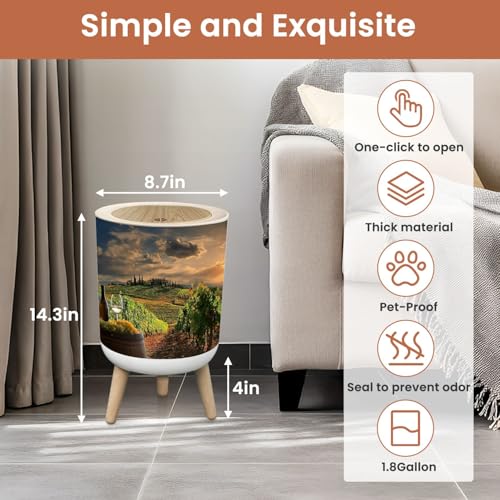 Caneca de basura pequeña con tapa, 1.8 galones miniatura 3