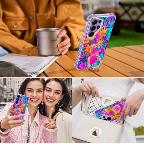 v-Golvin for Galaxy S26 Ultra Case,Magnetic Removable Floral Phone Ring Stand, 360°Rotation MagSafe Stand,Slim Wavy Frame Cases with Cute Flowers for Samsung Galaxy S26 Ultra 6.9 inch,Orange by v-Golvin - Used condition - Image 8
