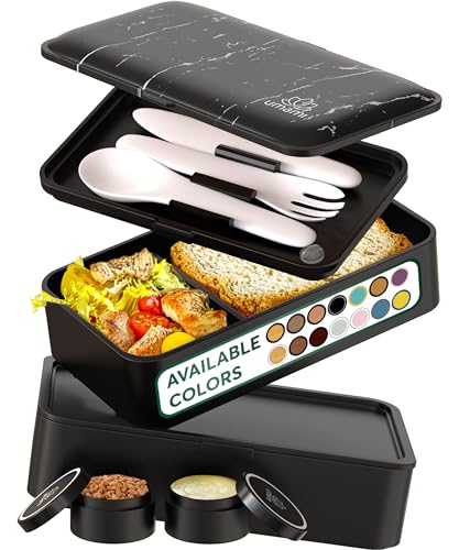 Umami ZM Boîte à Lunch Box, Polypropylene, Black & Marble (L), L - 1200 ml