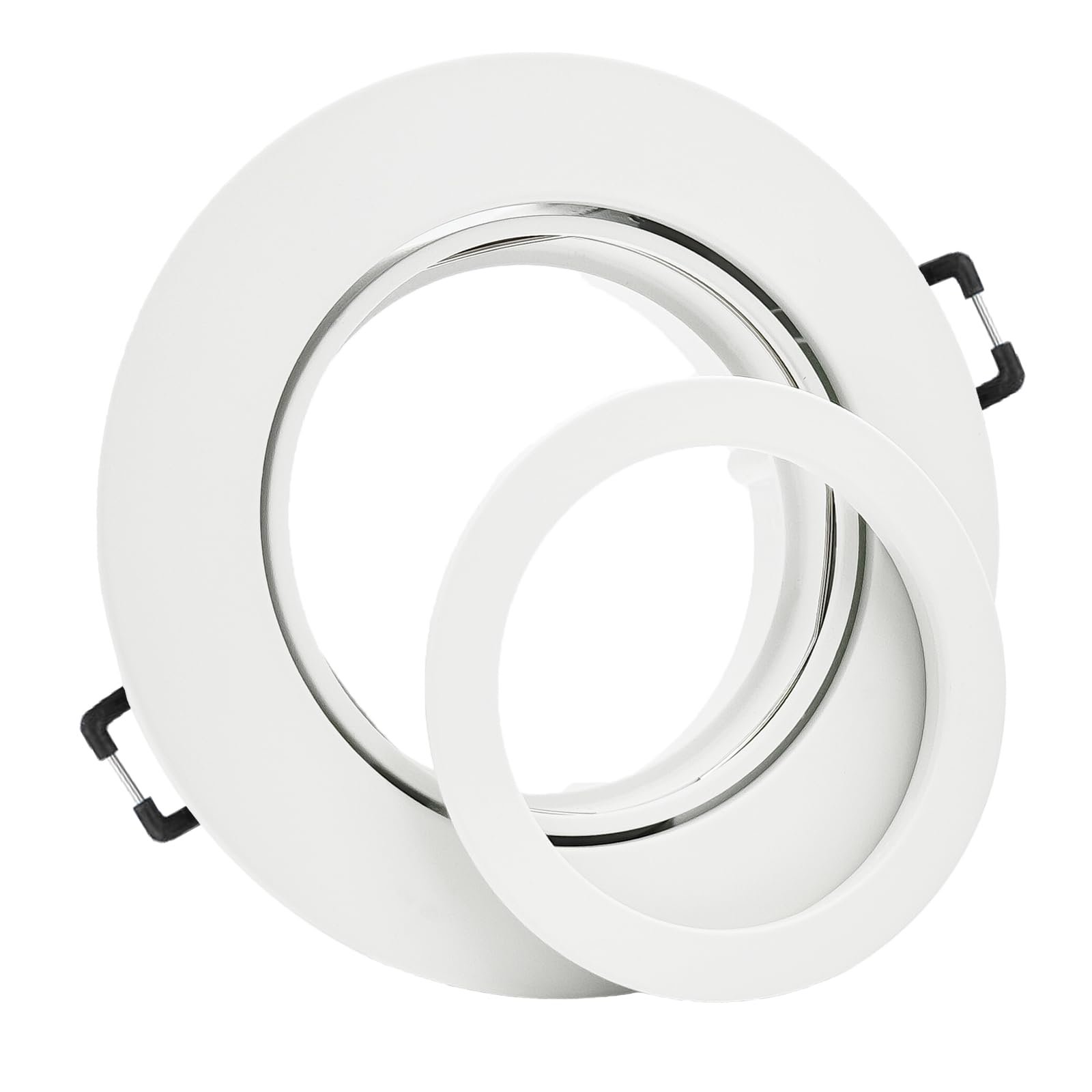 trendlights24 Premio LED Decken Einbaustrahler flach Weiß 230V 5W 5er Set | ultra flach, Einbautiefe 35 mm, LED Spot, Warmweiß, 3000k, 50° Abstrahlwinkel, Decken Einbauleuchte, rund, schwenkbar