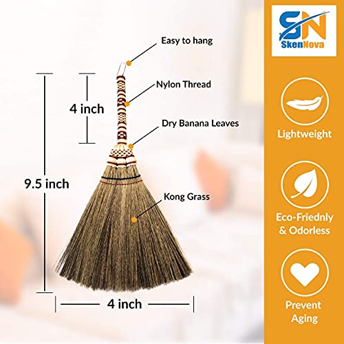 Image of - Small Whisk Broom Handheld Brush Whisks Away Dust, Dirt & Debris Brush Head 9.5-11 inch L with Nylon Hanger for Easy Storage Perfect for Inddor Outdoor and Car