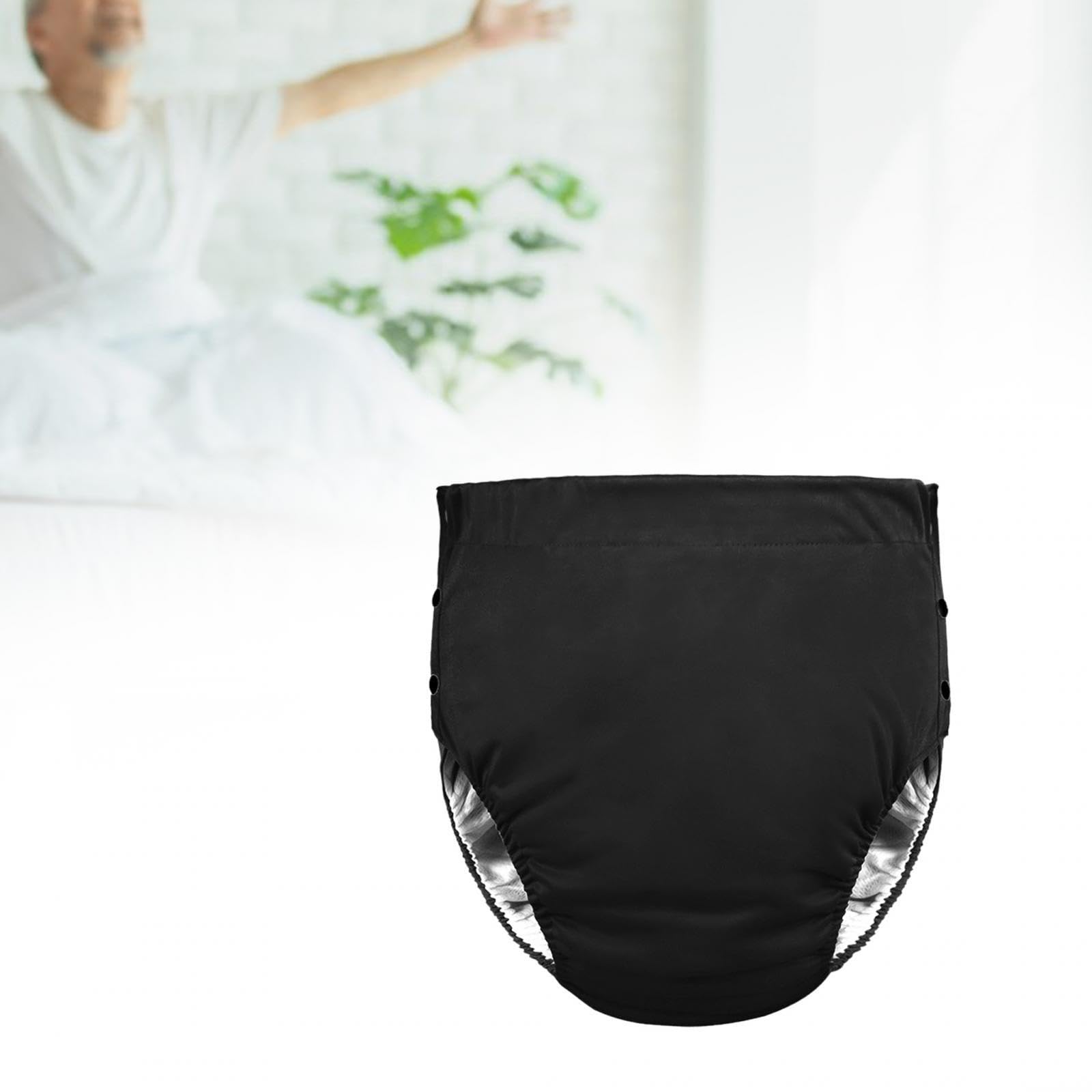 Amagogo Pannolini di stoffa per adulti, Copripannolini lavabili Lato con fibbia regolabile per Biancheria intima per incontinenza durevole per donne anziane, nero