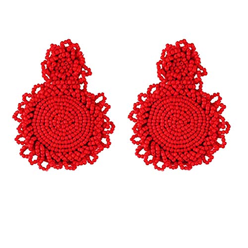 Peigen Statement Drop Earrings - Bohemian Beaded Round Dangle Earrings Gift for Women