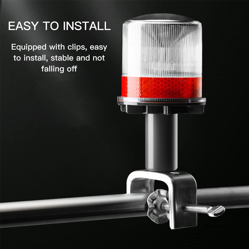 DYK&NX Luz de Señal Navegación LED Marina, Herramientas de Accesorios para Yates con Fuente de Luz Solar, Diseño A Prueba De Agua IP65, Fácil De Instalar para Varilla Dentro de 6cm (Color : White)
