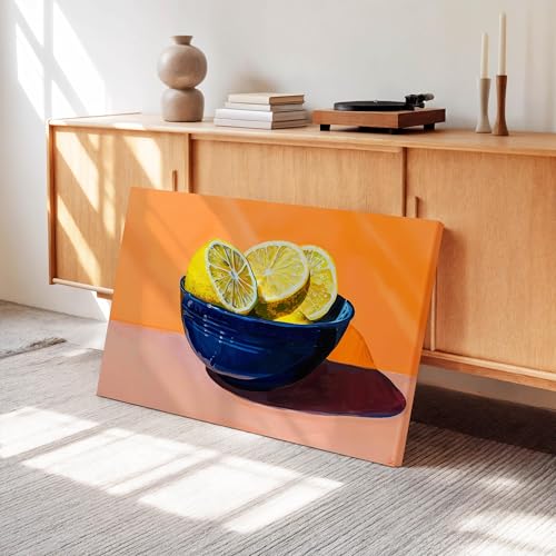 Tableau abstrait citron idéal pour décorer une cuisine moderne