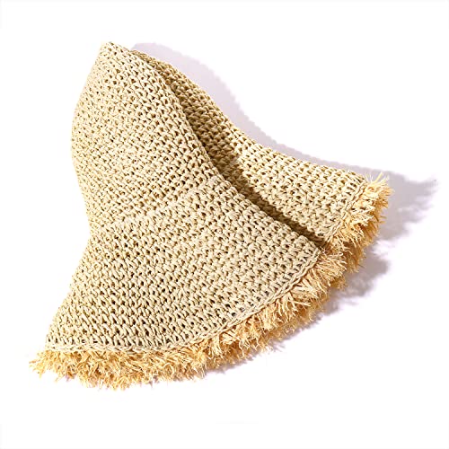 Sombrero de playa para mujer de paja y ala ancha miniatura 3