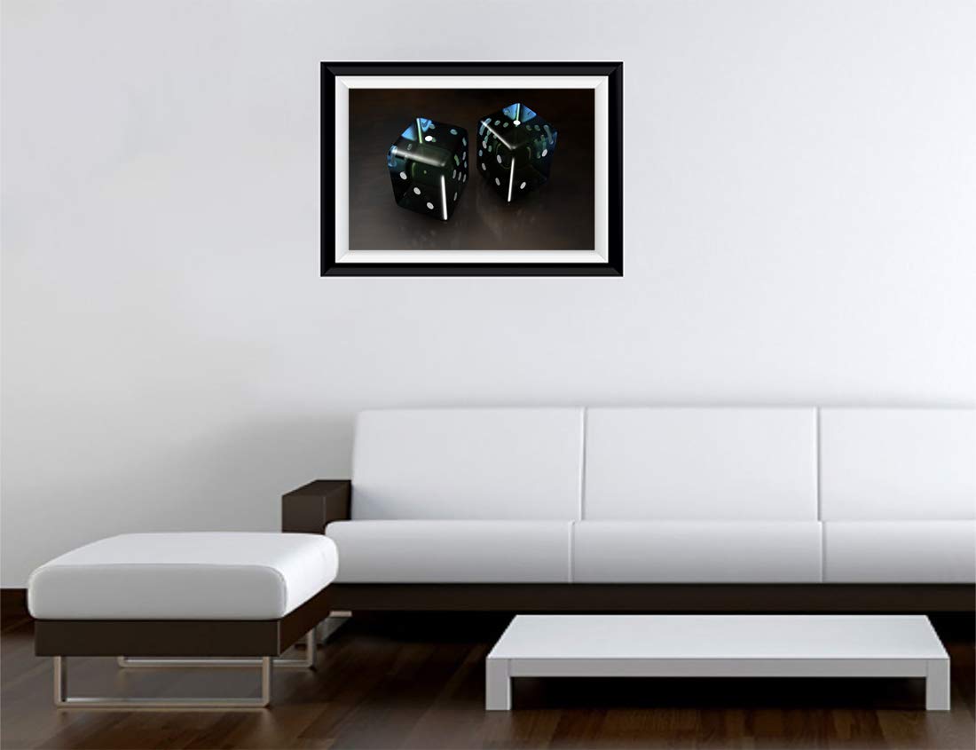 Gadgets Wrap Printed Landscape Photo Frame Style Decal Decor, Black Dice Animados (15 X 11Inch, Multicolor)