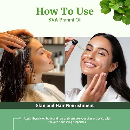 Image of SVA Brahmi Oil - 32 Fl Oz - for Face, Skin Care, Hair Care, Scalp Massage & Body Massage