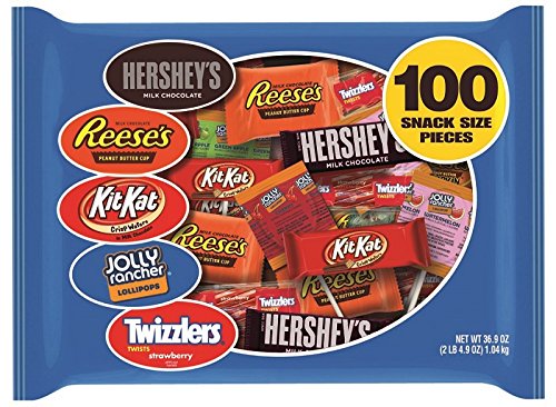 HERSHEY'S Snack Size Candy Assortment, 36.9 Ounce Bag (100 Pieces)