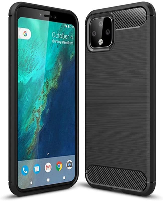 Image of NPRC Hybrid Ultra Slim Protective Case TPU Non-Slip Carbon Fiber Texture Shockproof Case Cover for Google Pixel 4 XL - Black