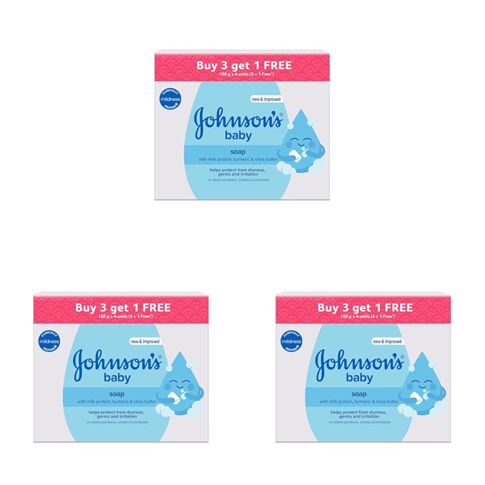 Johnson's Baby Soap for Bath Combo Offer Pack, 150g (Buy 3 Get 1 Free) (Pack of 3)-image-15