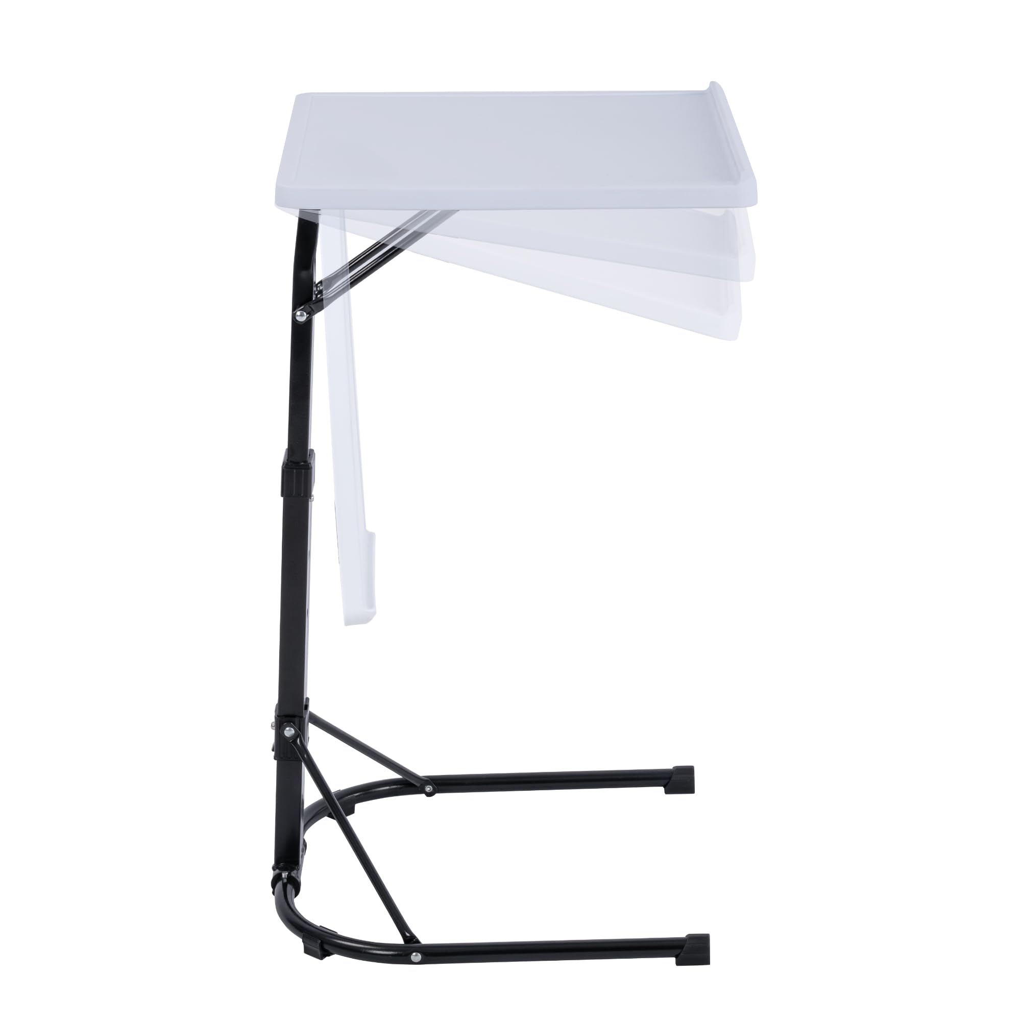 T-LOVENDO.ES Mesa Auxiliar Plegable con Altura Ajustable, Forma de C, con 3 Alturas (de 63,5 a 76 cm), 3 Ángulos Ajustables, para Ordenador Portátil, Lectura, Sofá, Sillón (Blanco)