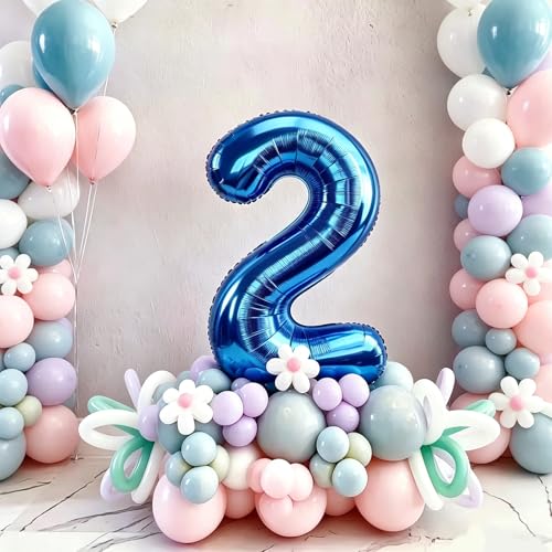 Image of Number Balloons Navy Blue Balloons - Giant Number 10 Balloon, 10 20 30 40 50 Numbers Balloon Birthday Decorations, Blue Party Supplies for Boy Men