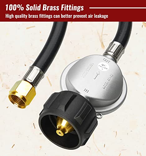 Calpose 2 Feet Propane Hose With Regulator, Universal Gas Grill Regulator And Hose For Blackstone 28''/36'' Griddle, Weber Grill, Propane Fire Pit And More, 3/8" Female Flare For Most Lp Gas Grills #TOP3