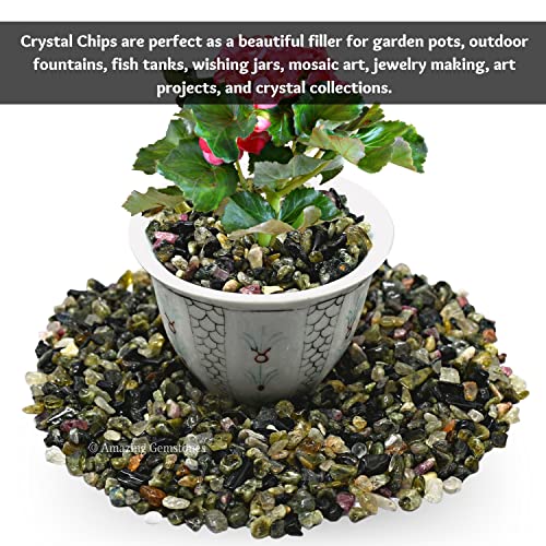 Image of Amazing Gemstone Multi Tourmaline Crystal Chips Aquarium Gravel Rocks - Bulk Fish Tank Gravel, Small Tumbled Stone and Tiny Crystals for Decoration (Natural AAA Grade Gemstones)