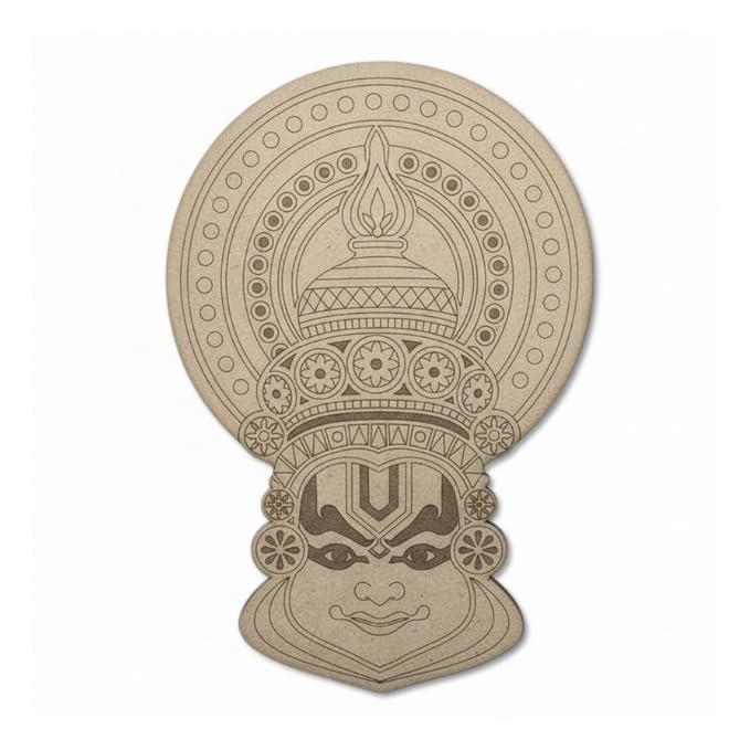 Kathakali Face 12 inch, MDF premarked Cutout, Thick Wooden Base for Lippan Art, Mandala, Resin Craft, Painting, Wall Hanging-image-45