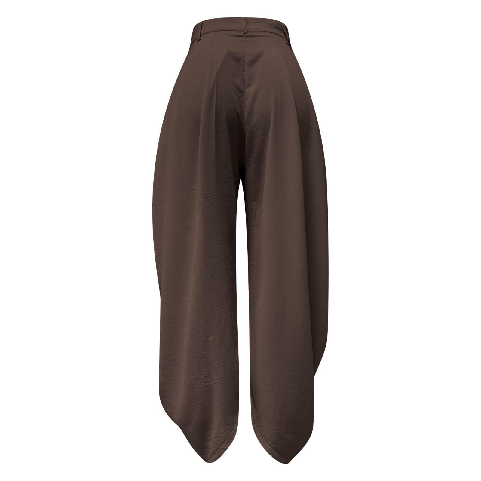 Pantalon Femme Taille Haute 7 8 Large Fluide Décontracté avec Coupe Bouffante Élégante Et Taille Confortable pour Ville Loisirs Été