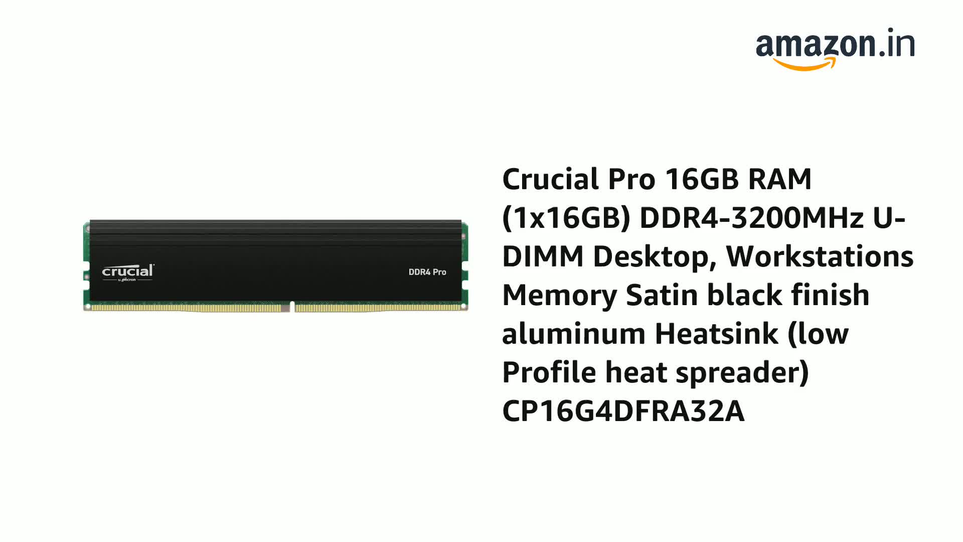 Crucial Pro 16GB DDR4-3200MHz U-DIMM Desktop RAM CP16G4DFRA32A