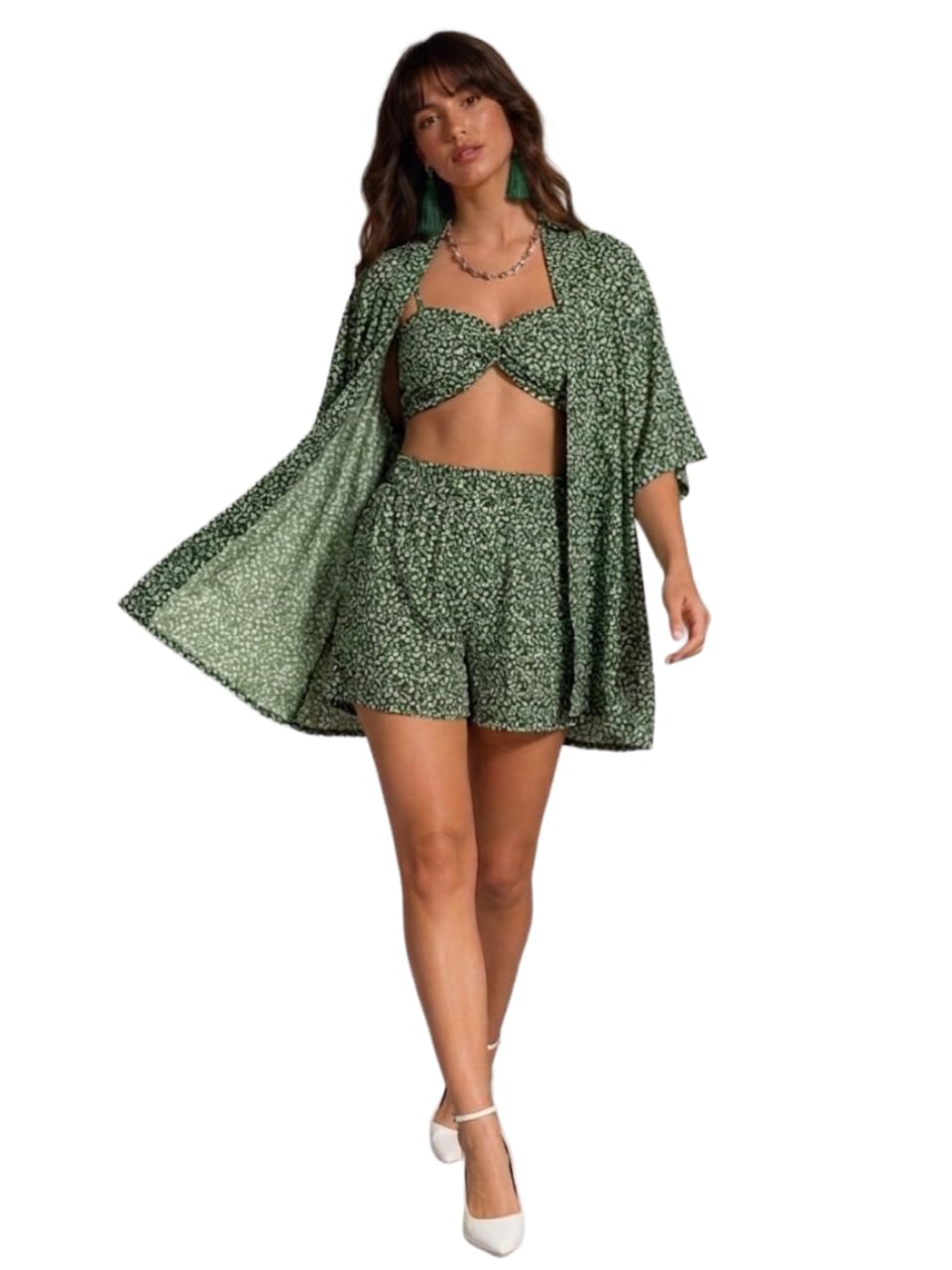Dress for Women Three Piece Dresses Western Co Ord Set Crop Top and Open Front Kimono Cover-Up with Bottom Three Piece Dress for Goa and Maldives Beach Vacation Wear-image-25