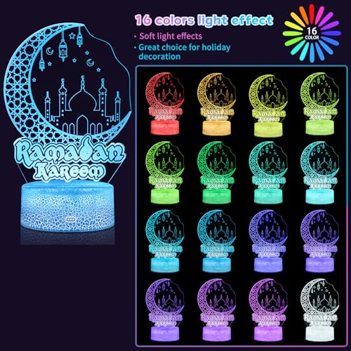 Dreamtop DMPZDE1653-US Ramadan Eid Night Light,Mubarak Eid Ramadan Decorations Moon 3D Ramadan Lamp thumb #2