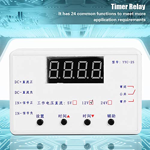YYC-2S LED Display Adjustable Timer Relay Automation Control Switch Module DC/AC Load 5A 0.01 Seconds to 999 Minutes(12V)