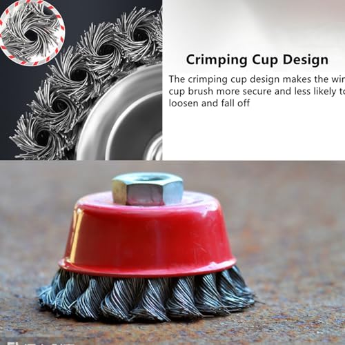 Rozzloom WIRE CUP BRUSH 3'' - NIUSI 3 Inch Wire Cup Brush For Angle Grinder - 5/8 Inch-11 Threaded Arbor Carbon Steel Twisted Knotted Wire Brush thumb #1