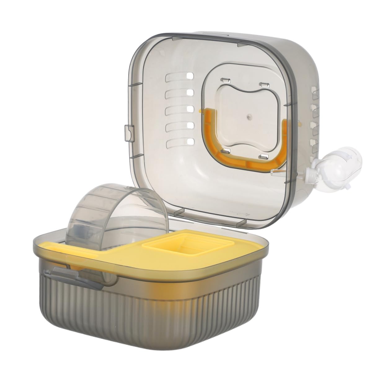 iplusmile Hamster Transportbox mit Doppelschicht Tragbare Kleintier Tragetasche aus Schlagfestem Kunststoff Gelb mit Belüftung für Meerschweinchen Chinchillas und Frettchen