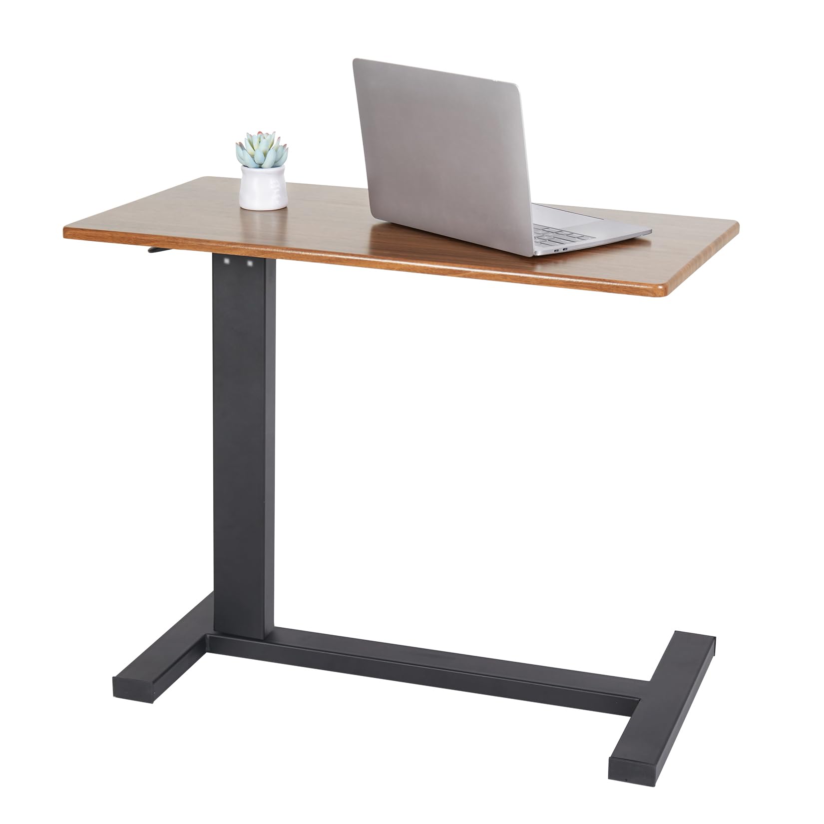 FATIVO Mesa Auxiliar Cama con Ruedas: Mesa Lateral Móvil Portátil en Forma de C de Madera y Metal de Altura Ajustable para Salón Sofá Oficina Mesa de Comer Médica Hospital