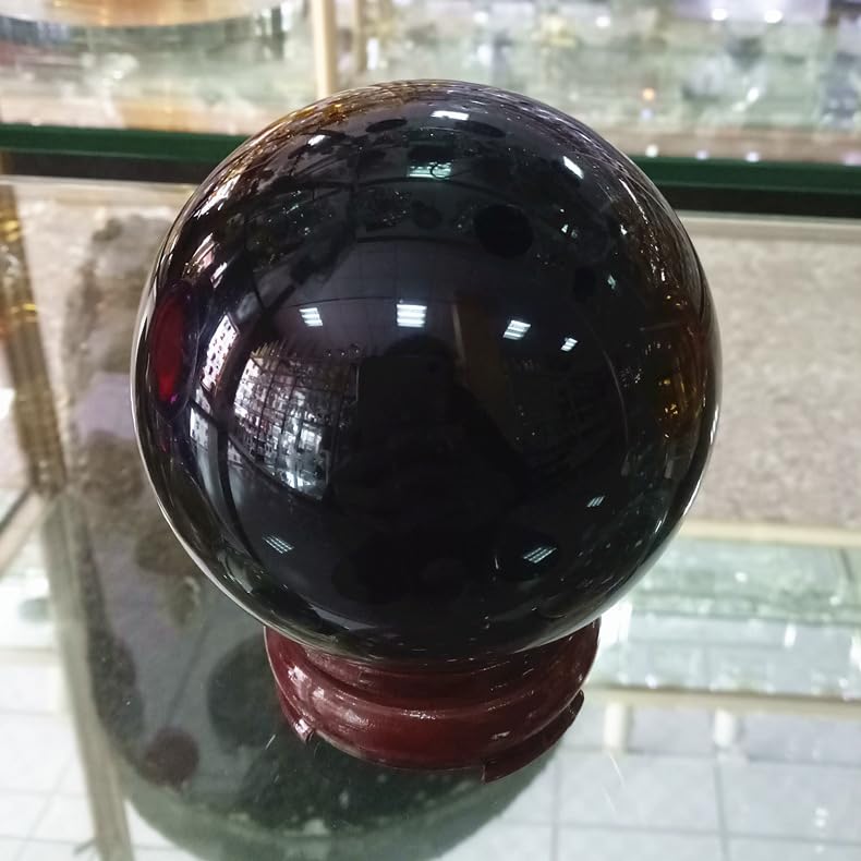 Boule de cristal noir 110mm pour décoration maison et objet d'art en verre