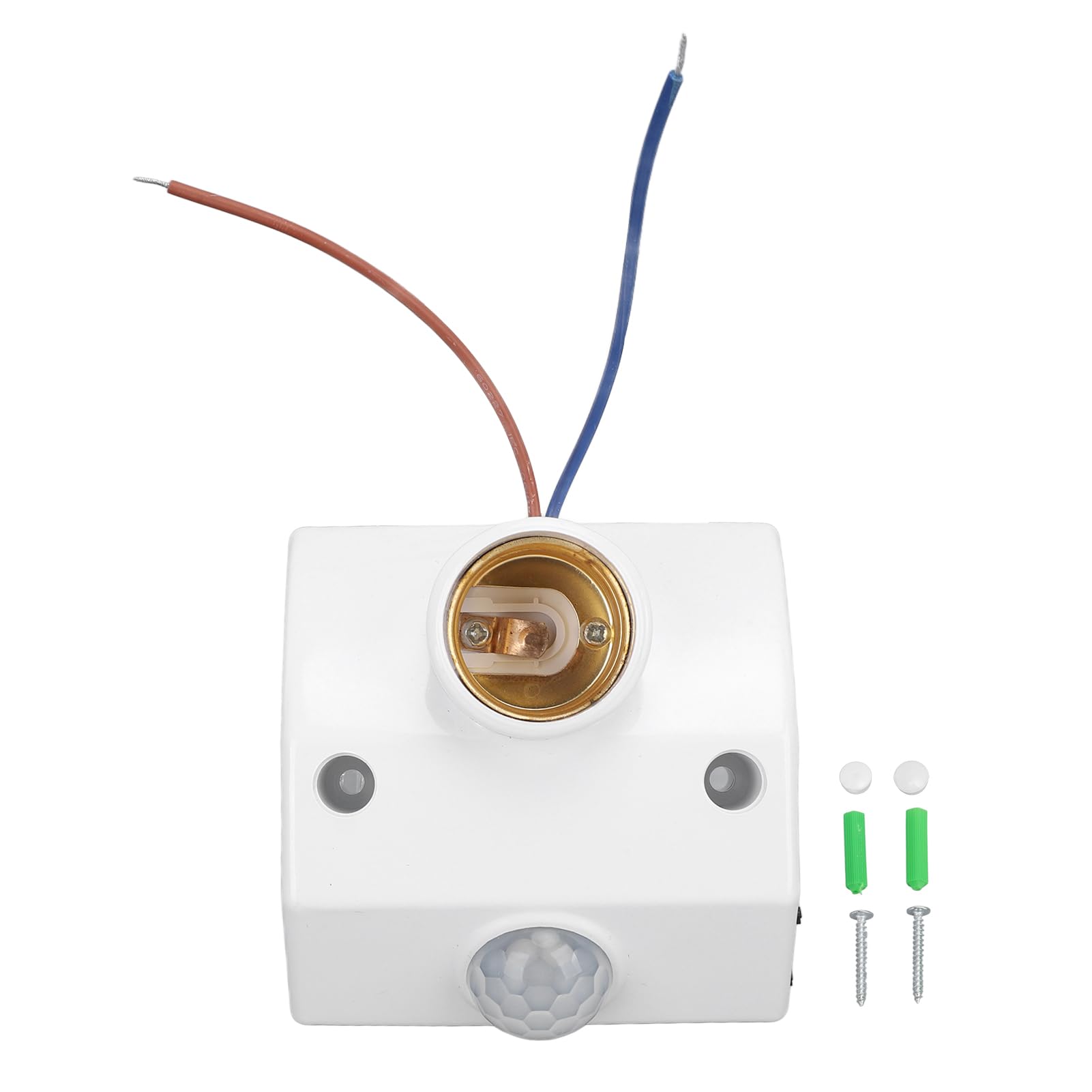 FTVOGUE Accensione Regolabile di Notte, Controllo della Luce, Presa Luce con Sensore di Movimento PIR, Base Lampadina E27, per Garage, Cantina, Portico, Lavanderia