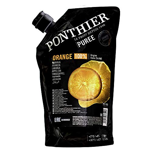 Food-United ORANGE-VALENCIA PÜREE Zitrus-Frucht-Püree von Ponthier 1KG für Smoothie-Bowl-Sorbet-Eis-Quark-Saft-Cocktail-Schorle-Cornflakes aus ausgewählten Früchten